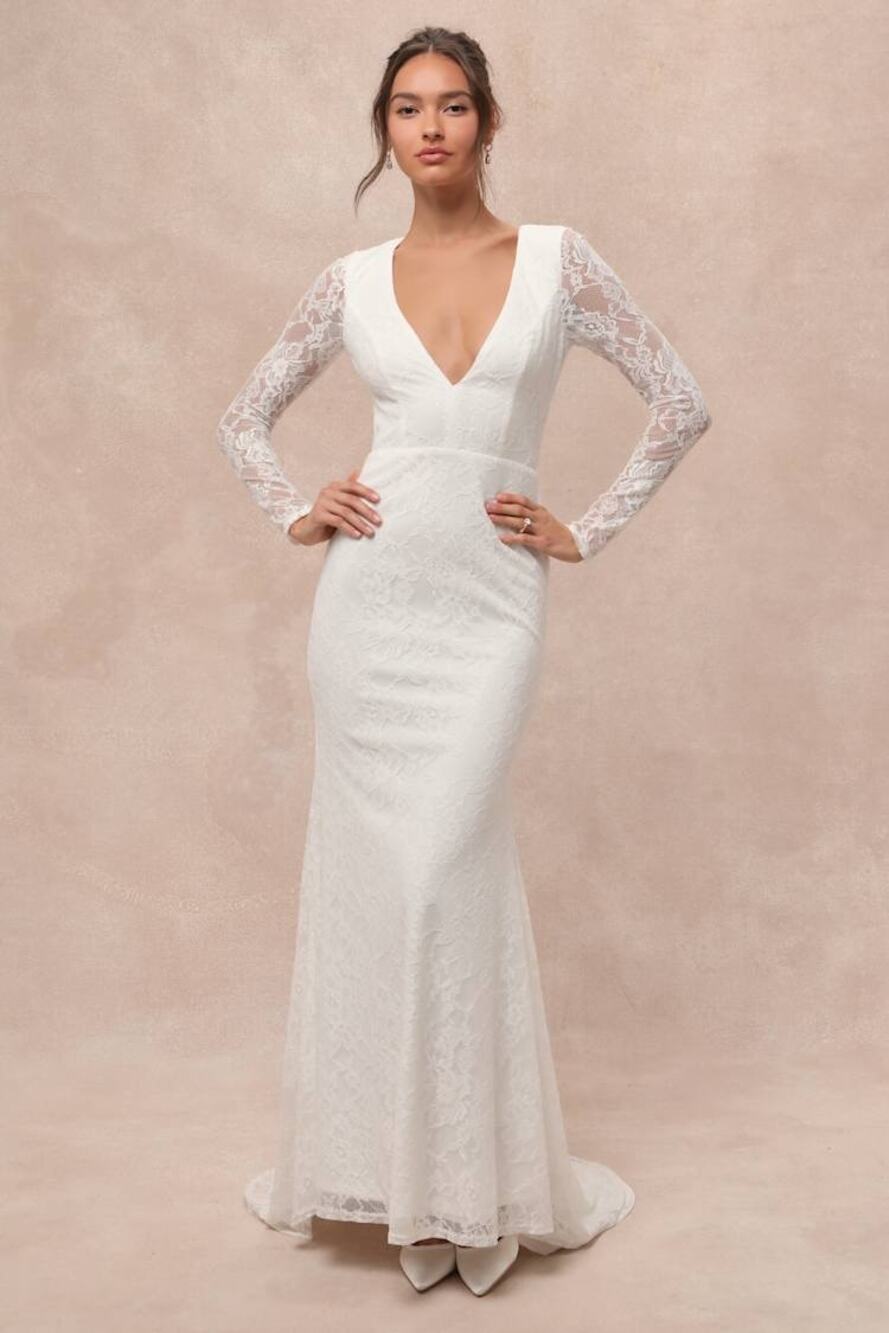 NWT Lulus Emmersyn White Lace Backless Maxi Dress Wedding Bride Bridal Size S